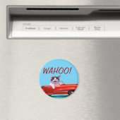 Keuten in een rode converteerbaar magneet (Insitu (Vaatwasser))