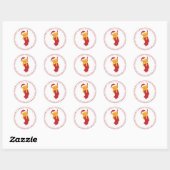 Keuten in kerststaart ronde sticker (Vel)