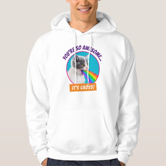 Keuten spuugt regenboog op hoodie (Voorkant)