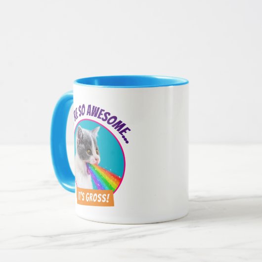 Keuten spuugt regenboog op mok (Voorkant links)