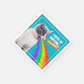 Keuten spuugt regenboog op servet (Hoek)