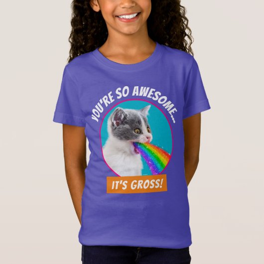 Keuten spuugt regenboog op t-shirt (Voorkant)