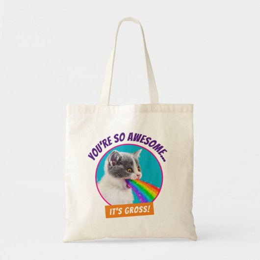 Keuten spuugt regenboog op tote bag (Voorkant)