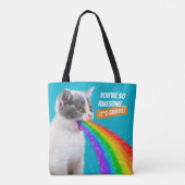 Keuten spuugt regenboog op tote bag (Achterkant)