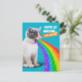 Keuten spuugt regenboog op uitnodiging briefkaart (Staand voorkant)