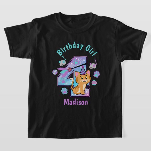 Keuten Vierde verjaardag shirt Kat Birthday (Laagn)