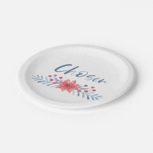 Keuze Blauwe en Roze Bloemen Kinder Aanneming Papieren Bordje (Gekanteld)