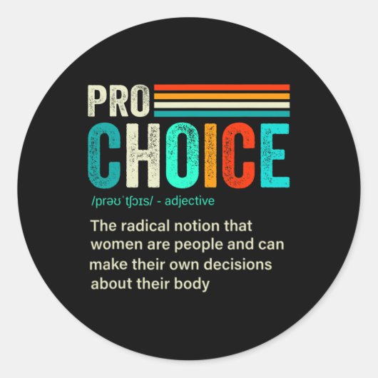 Keuze Definitie Feministische Vrouwenrechten Retro Ronde Sticker (Voorkant)