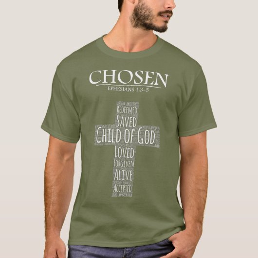 Keuze Ephesians 135 met Cross Word Collage T-shirt (Voorkant)