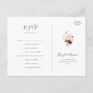 Keuze RSVP-kaart koper Bourgogne Wildflower Menu