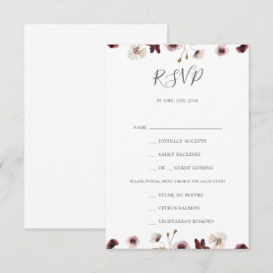 Keuze RSVP-kaart koper Bourgogne Wildflower Menu