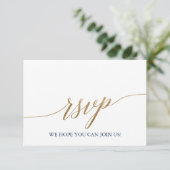 Keuze RSVP-kaart voor Elegant Gold & Navy Blue Kaart (Staand voorkant)