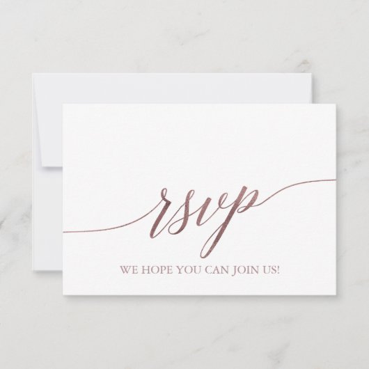Keuze RSVP-kaart voor Elegant Roos Calligraphy Men Kaart (Voorkant)