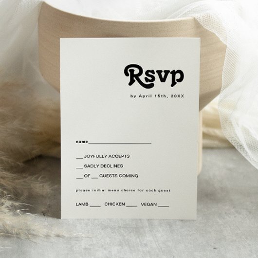 Keuze RSVP-kaart voor modern Retro Lettering-menu RSVP Kaartje