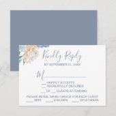 Keuze RSVP-kaart voor usty Blue Florals Menu Keuze (Voorkant / Achterkant)