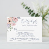 Keuze RSVP-kaart voor usty Roos Florals menu (Staand voorkant)