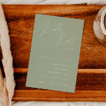 Keuze RSVP-kaart voor whimsical Script Sage Green  RSVP Kaartje<br><div class="desc">Maak kennis met onze verbluffende whimsical script groen menu keuze RSVP-kaart die ideaal is voor uw eenvoudige moderne boho spring-viering. Ons elegante ontwerp omvat een levendig helder, pastelkleurpalet met een chic calligraphy script. Of u nu de voorkeur geeft aan een minimalistische of klassieke stijl, ons unieke bewerkbare product biedt luxe...</div>