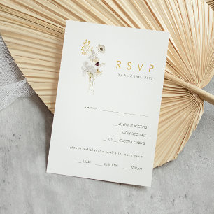 Keuze RSVP-kaart voor witte bloem, Bouquet-menu RSVP Kaartje