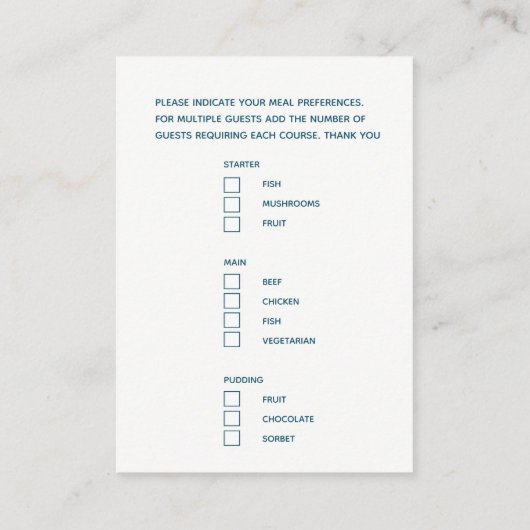 Keuze uit een blauwgroen kunstomhullingskaart voor informatiekaartje (Achterkant)