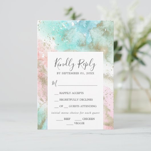 Keuze uit het abstracte menu van de zomer RSVP-kaa (Staand voorkant)