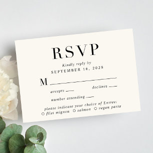 Keuze uit het Elegant Cream-menu RSVP-kaart RSVP Kaartje