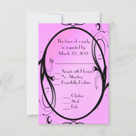 Keuze uit het Fantasy Wedding Pink-menu RSVP Kaartje (Voorkant)