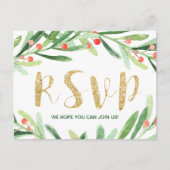 Keuze uit het kerstmenu - Holly Wreath RSVP Uitnodiging Briefkaart (Voorkant)