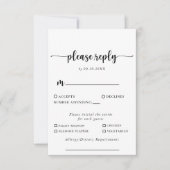 Keuze uit het Klassieke weddenschapsmenu Calligraf RSVP Kaartje (Voorkant)