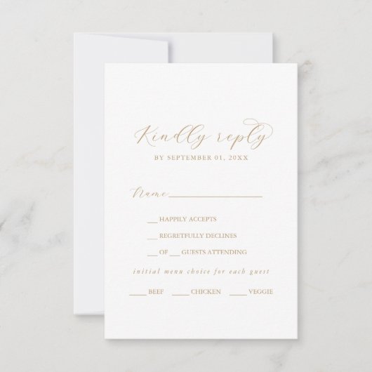 Keuze uit het menu Elegant Gold Script-menu RSVP-k (Voorkant)