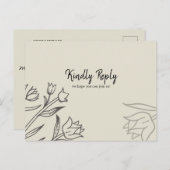 Keuze uit het menu Floral Cream RSVP-Briefkaart (Voorkant / Achterkant)