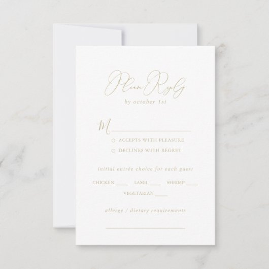 Keuze uit het menu Gold Classy Chic Wedding RSVP (Voorkant)