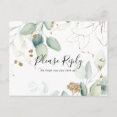 Keuze uit het menu Gold Eucalyptus RSVP-Briefkaart (Voorkant)
