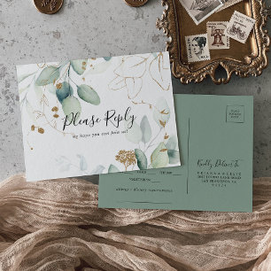 Keuze uit het menu Gold Eucalyptus RSVP-Briefkaart