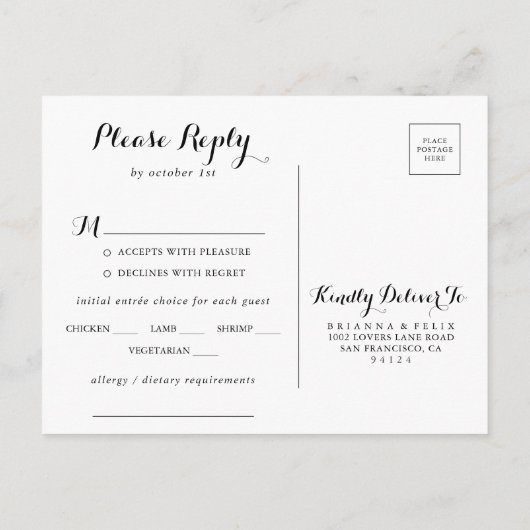 Keuze uit het menu Gold Green Foliage RSVP-Briefka (Achterkant)