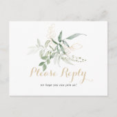 Keuze uit het menu Gold Green Foliage RSVP-Briefka (Voorkant)