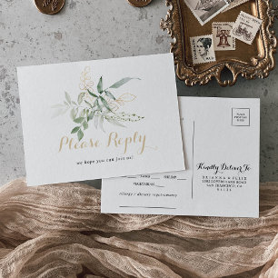 Keuze uit het menu Gold Green Foliage RSVP-Briefka
