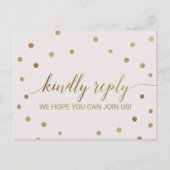 Keuze uit het menu Gold Polka Dots RSVP-Briefkaart (Voorkant)