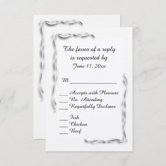 Keuze uit het menu met witte accenten RSVP (Voorkant / Achterkant)