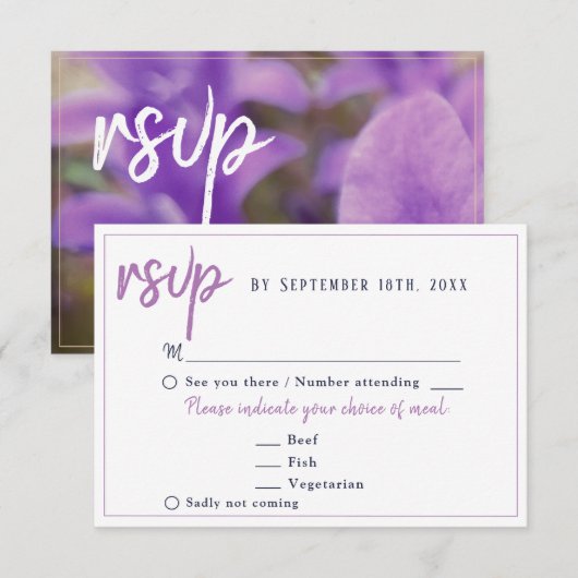 Keuze uit het menu Paarse bloemen (Voorkant / Achterkant)