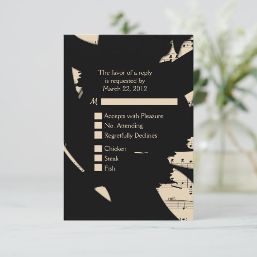 Keuze uit het menu Zwart en Peach Abstract Music R (Staand voorkant)