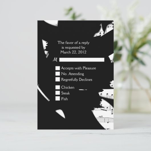 Keuze uit het menu Zwart-wit Abstracte muziek RSVP (Staand voorkant)