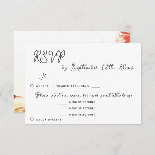 Keuze uit het Oleander Floral Menu RSVP Wedding Re (Voorkant / Achterkant)