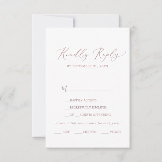 Keuze uit het Roos Gold Calligraphy Menu RSVP (Voorkant)