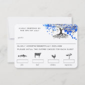 Keuze uit het Royal Blue Heart Leaf Tree Mason Jar RSVP Kaartje (Voorkant)