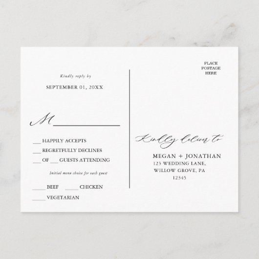 Keuze uit het zwarte Elegant Script Typography Men Briefkaart (Achterkant)