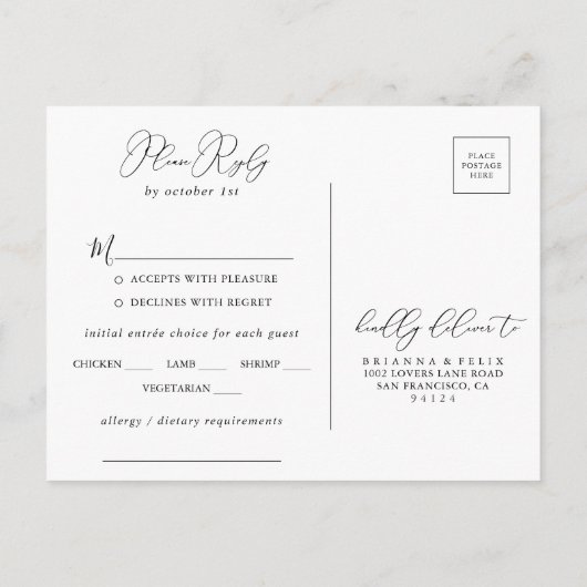 Keuze uit Kassy Chic Minimalist Menu RSVP (Achterkant)