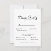 Keuze uit minimalistisch weddenschapsmenu RSVP kaartje (Voorkant)