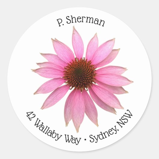 Keuze uit Paarse Coneflower Round-adreslabel Ronde Sticker (Voorkant)