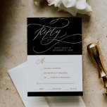 Keuze uit Romantic Gold- en Black Menu-kaart RSVP- RSVP Kaartje<br><div class="desc">Deze romantische gouden en zwarte menukaart is perfect voor een eenvoudige bruiloft. Het moderne klassieke ontwerp is voorzien van fancy draden en grillen met prachtige elegante handgeschreven faux champagne Gold folie-typografie. Deze trouwreactiekaart vraagt gasten gemakkelijk welk eten ze willen bij je receptie. Opmerking: dit ontwerp is niet voorzien van echte...</div>
