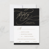 Keuze uit Romantic Gold- en Black Menu-kaart RSVP- RSVP Kaartje (Voorkant)